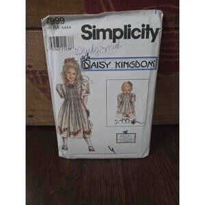 Vtg Girls Dress & Doll PATTERN Simplicity 7999 Daisy Kingdom Sz 3 4 5 6 1997 CUT